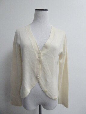 SAMPLE NY ITALIAN CASHMERE cream cardigan L